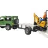 Bruder 2593 Land Rover Defender Met Aanhanger En JCB Kraan Met Bestuurder