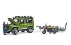 Bruder 2589 Land Rover Defender, Trailer + Scrambler Ducati Full Throttle -Chique Speelgoed Winkel geel 2
