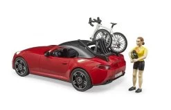 Bruder 3485 Roadster Met Racefiets En Fietser -Chique Speelgoed Winkel rooie 2