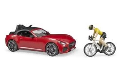Bruder 3485 Roadster Met Racefiets En Fietser -Chique Speelgoed Winkel rooie 3